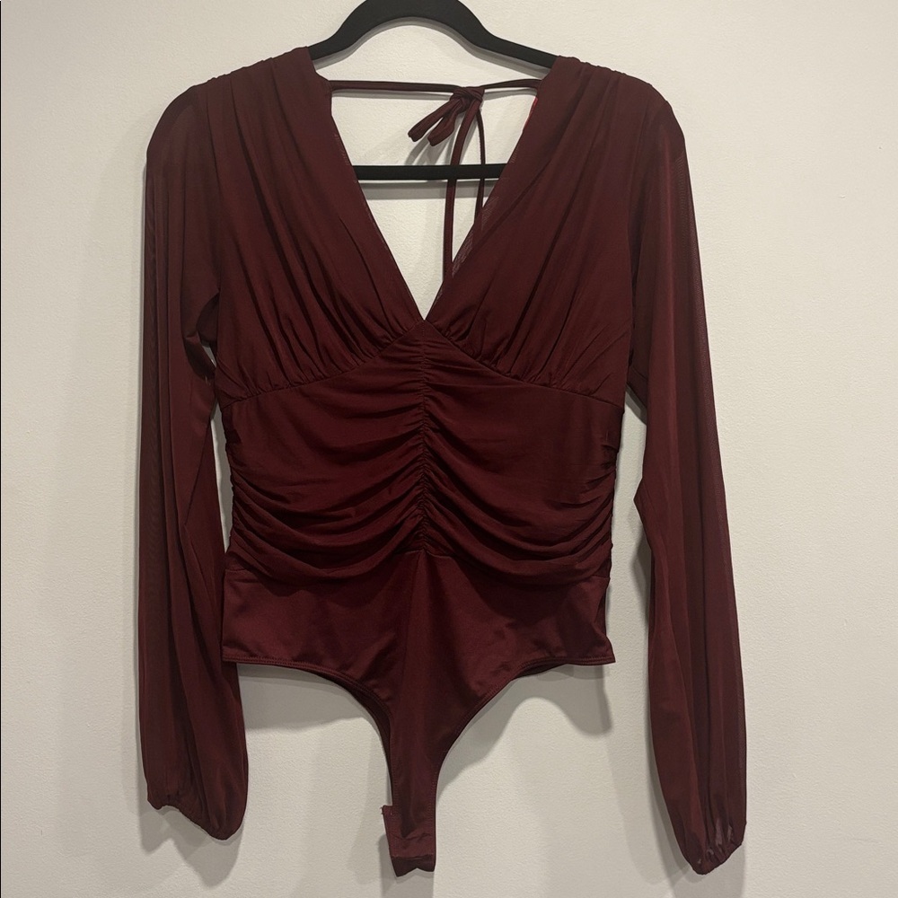 Guess Burgundy Long Sleeve Bodysuit (M)